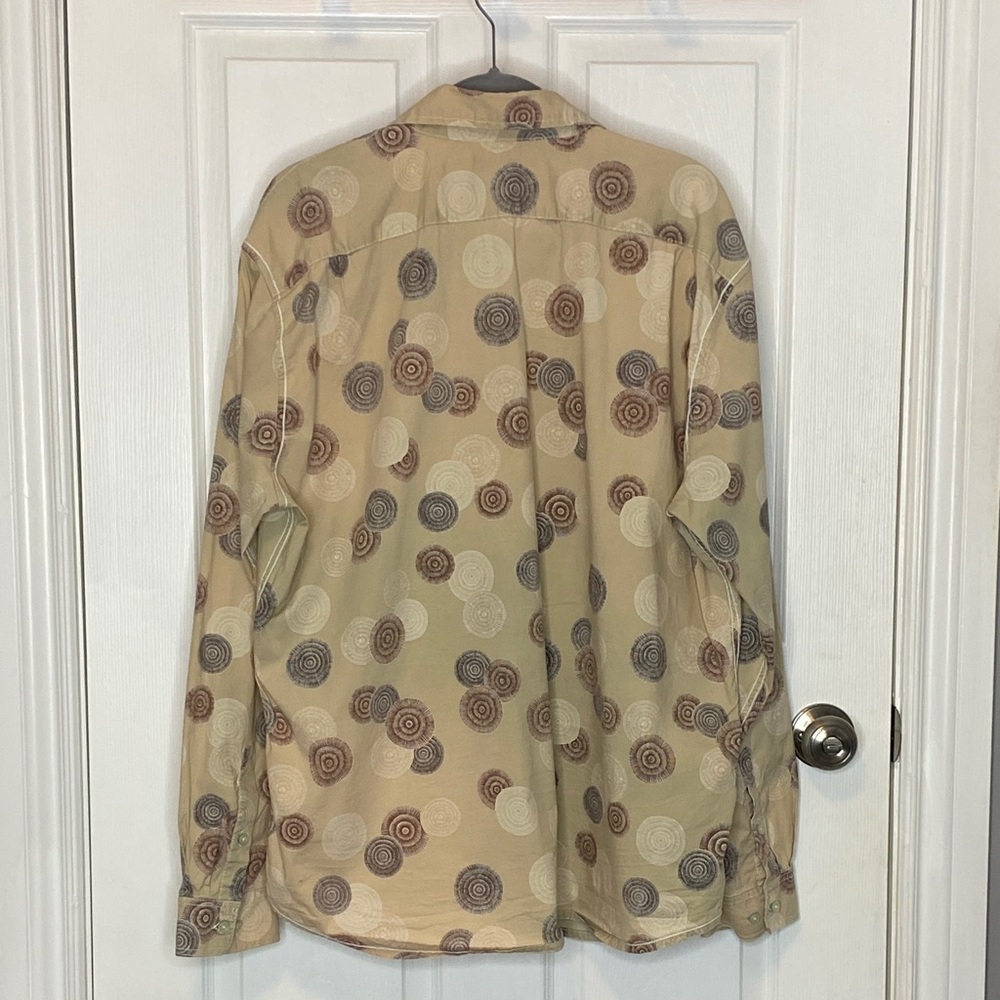Tori Richard Beige Cotton Geo Print Button Down Shirt Resort 2XL - Picture 3 of 14